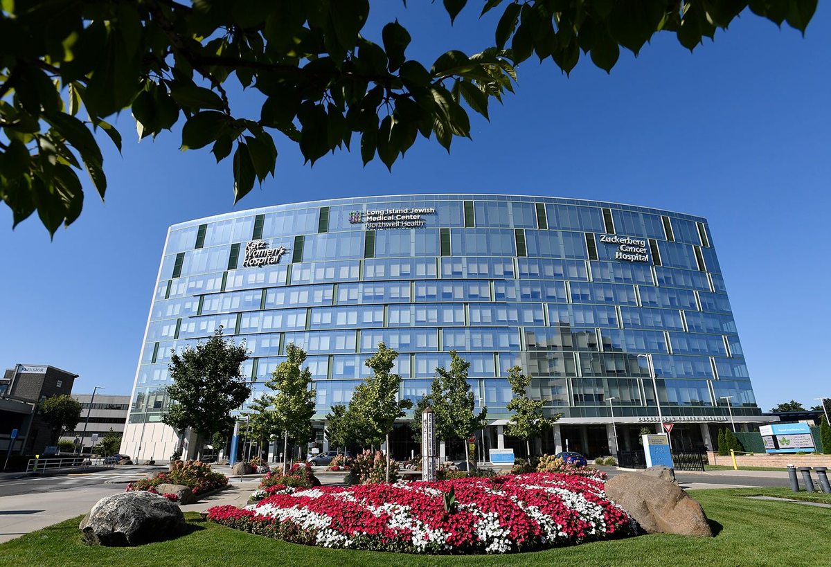 The glass pavilion of Long Island Jewish Medical Center